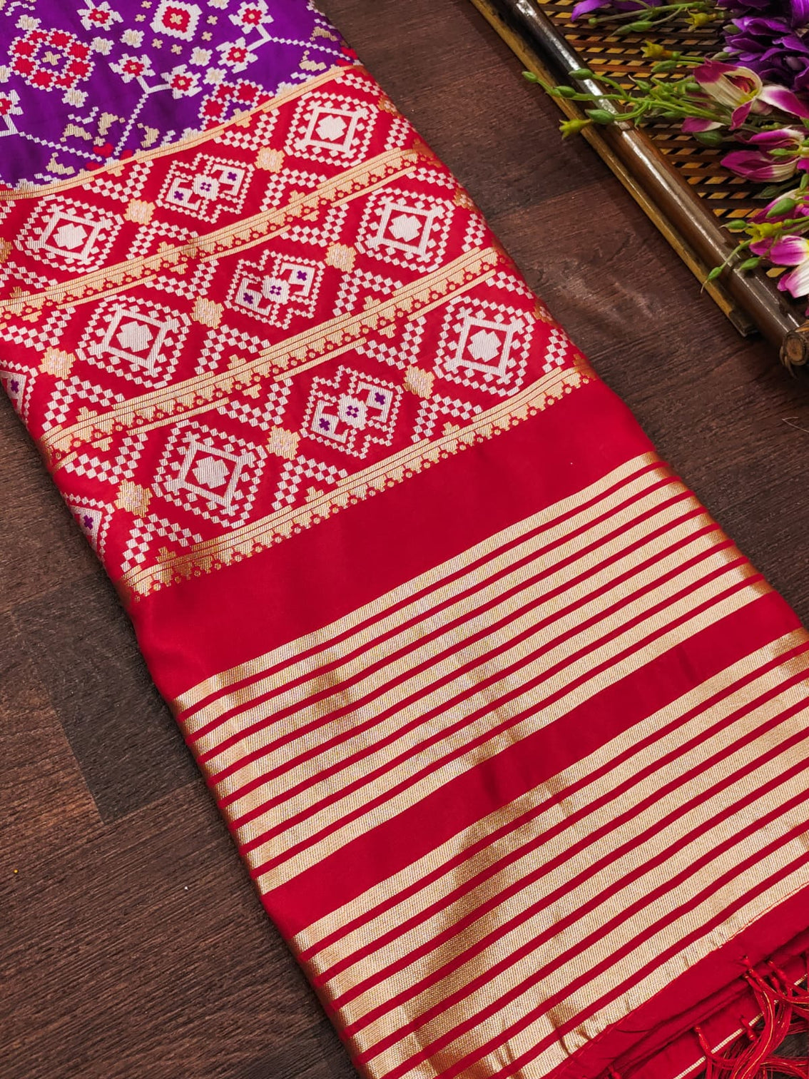 Floral Banarasi Silk Blend Traditional Ethnic Woven Patola Dupatta For WOMEN | DEVANGI