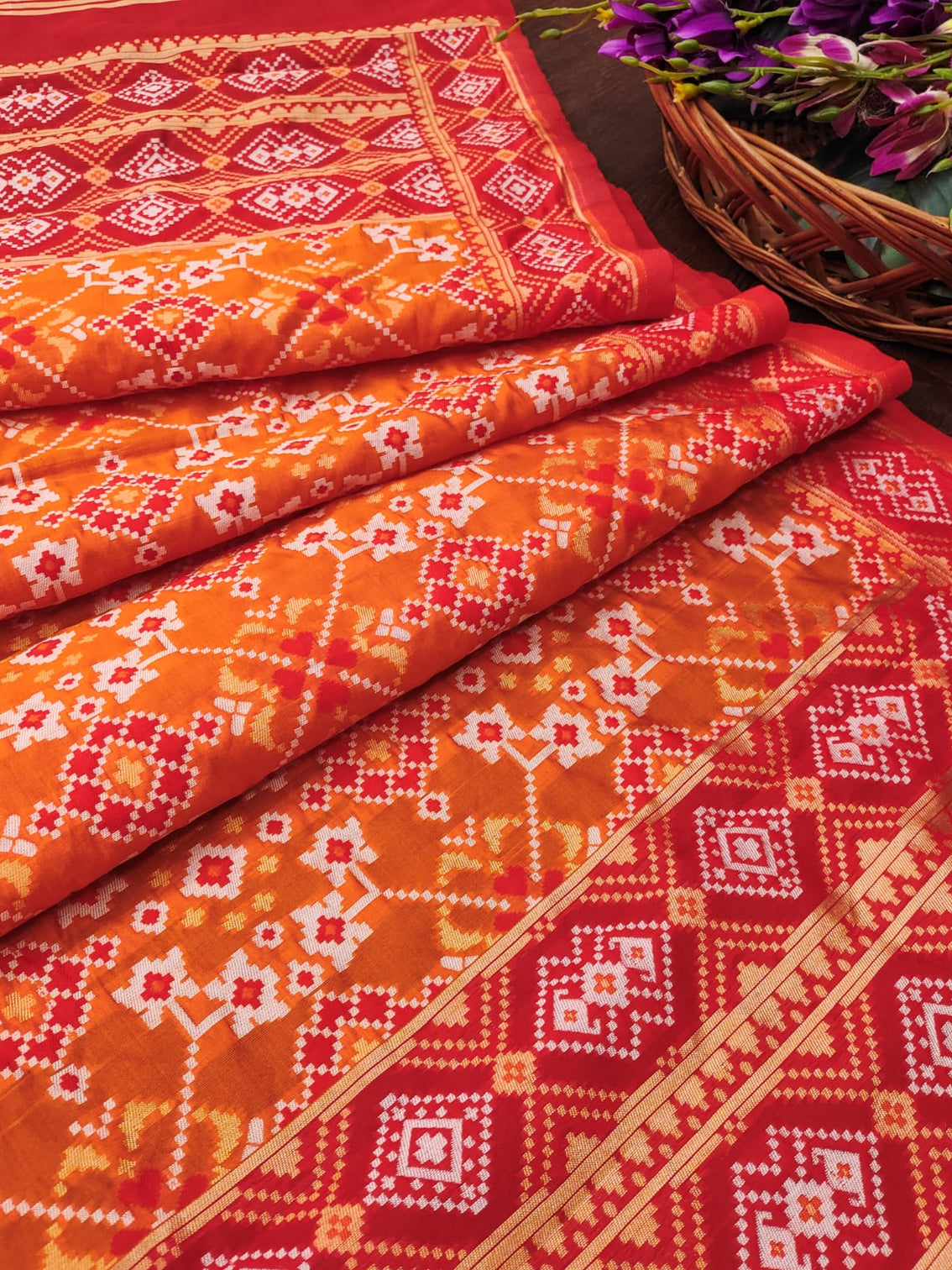 Floral Banarasi Silk Blend Traditional Ethnic Woven Patola Dupatta For WOMEN | DEVANGI
