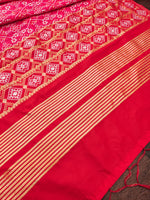image, Red Banarasi Silk Blend Traditional Ethnic Woven Patola Dupatta For WOMEN | DEVANGI
